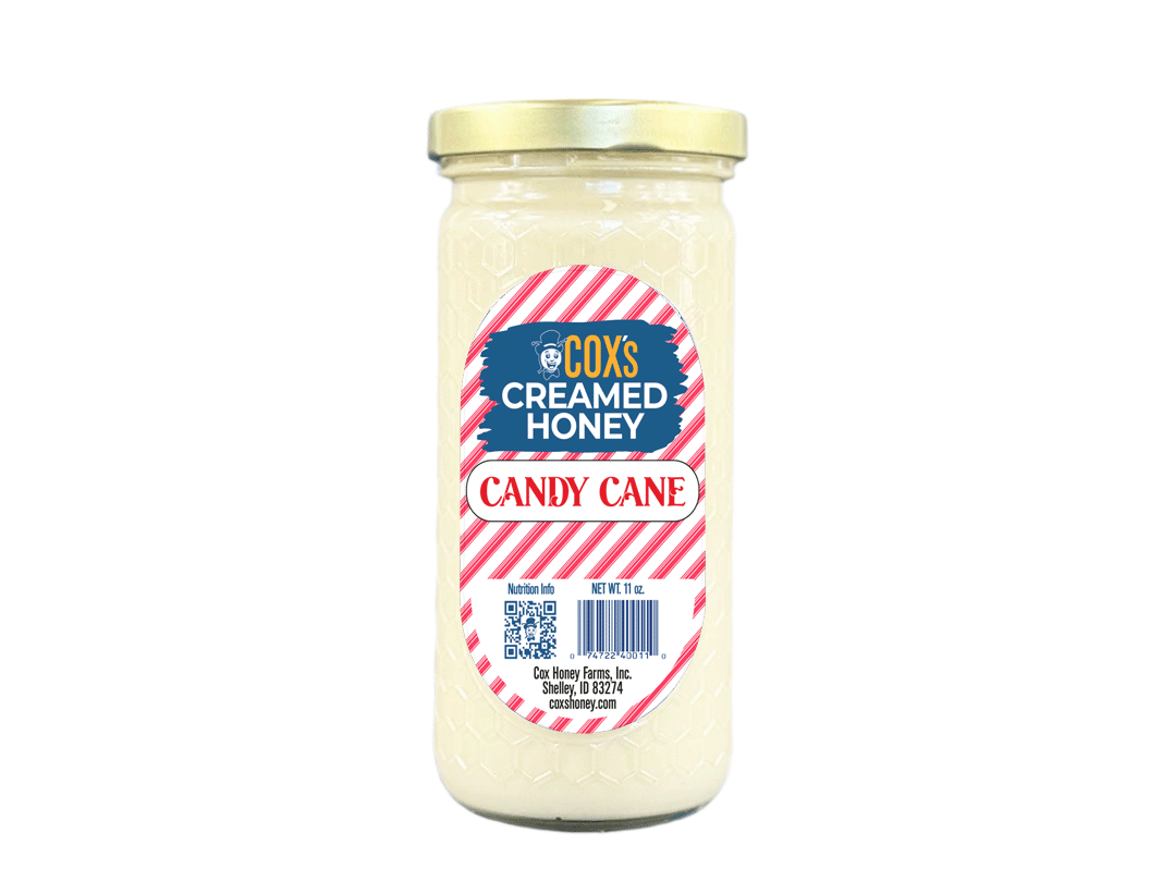 Coxs Candy Cane Creamed Honey Jar