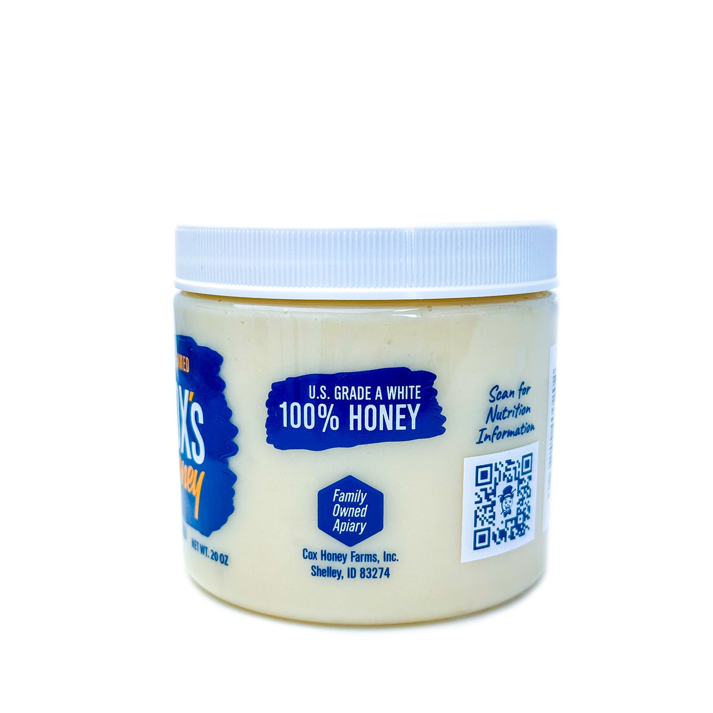 Coxs Honey 20oz Raw Unfiltered Creamed Honey Tub side view
