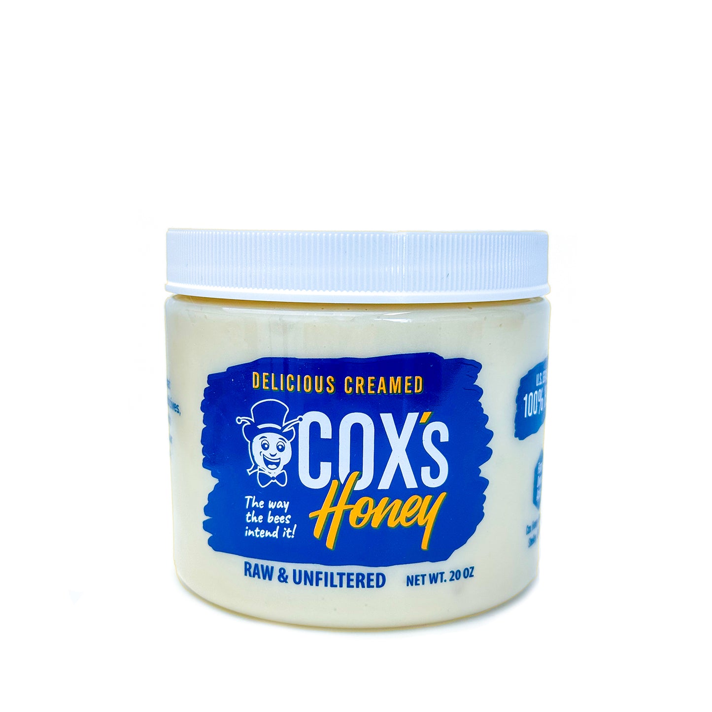 Coxs Honey 20oz Raw Unfiltered Creamed Honey Tub