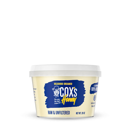 Cox's Honey 20 oz creamed honey tub front view