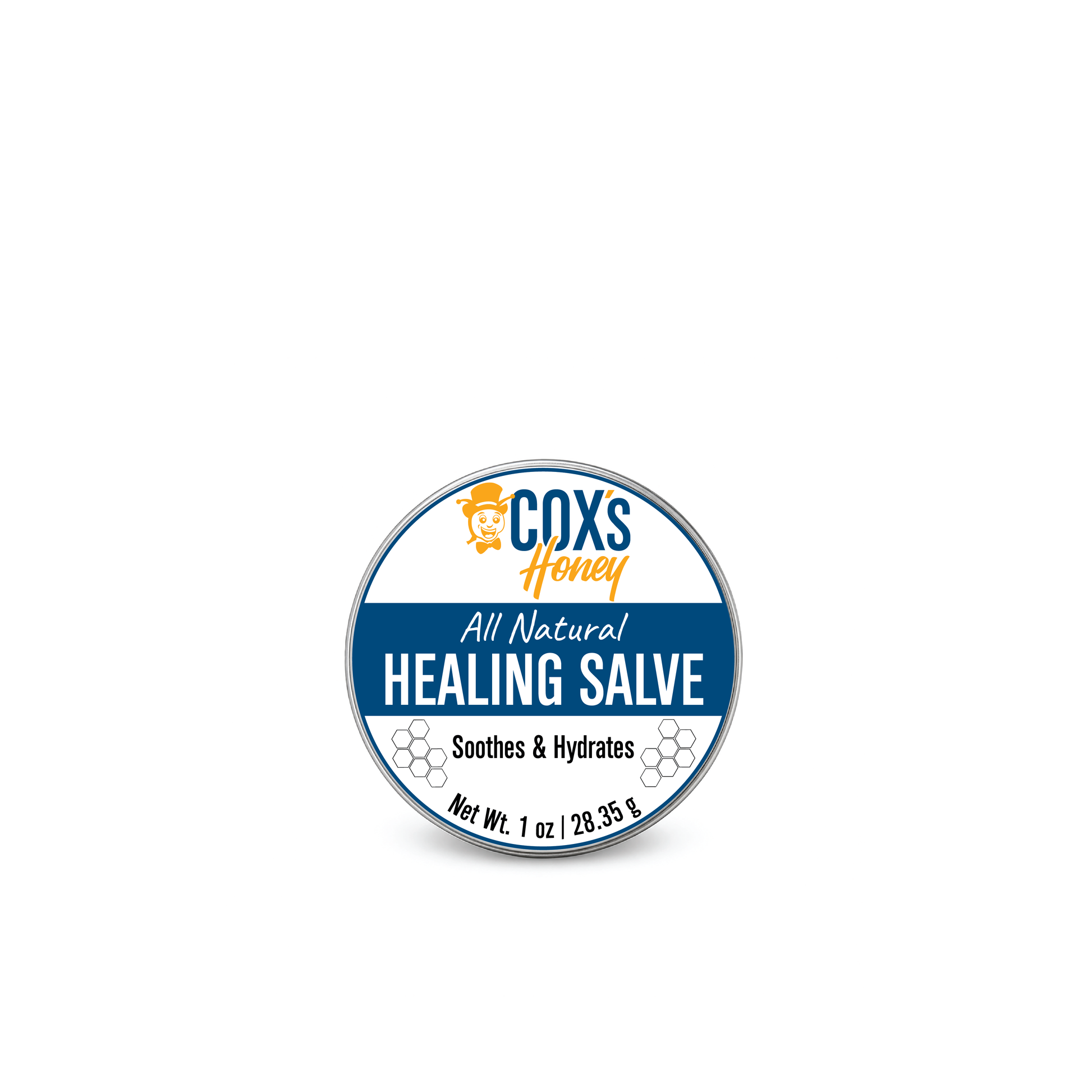 Coxs Honey All Natural Healing Salve container on a white background