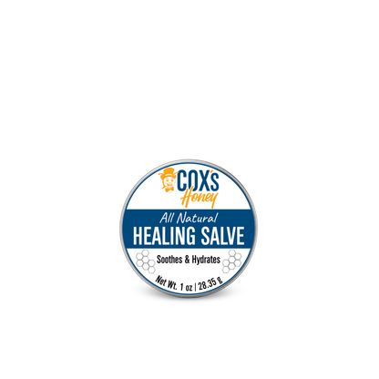 Coxs Honey All Natural Healing Salve container on a white background