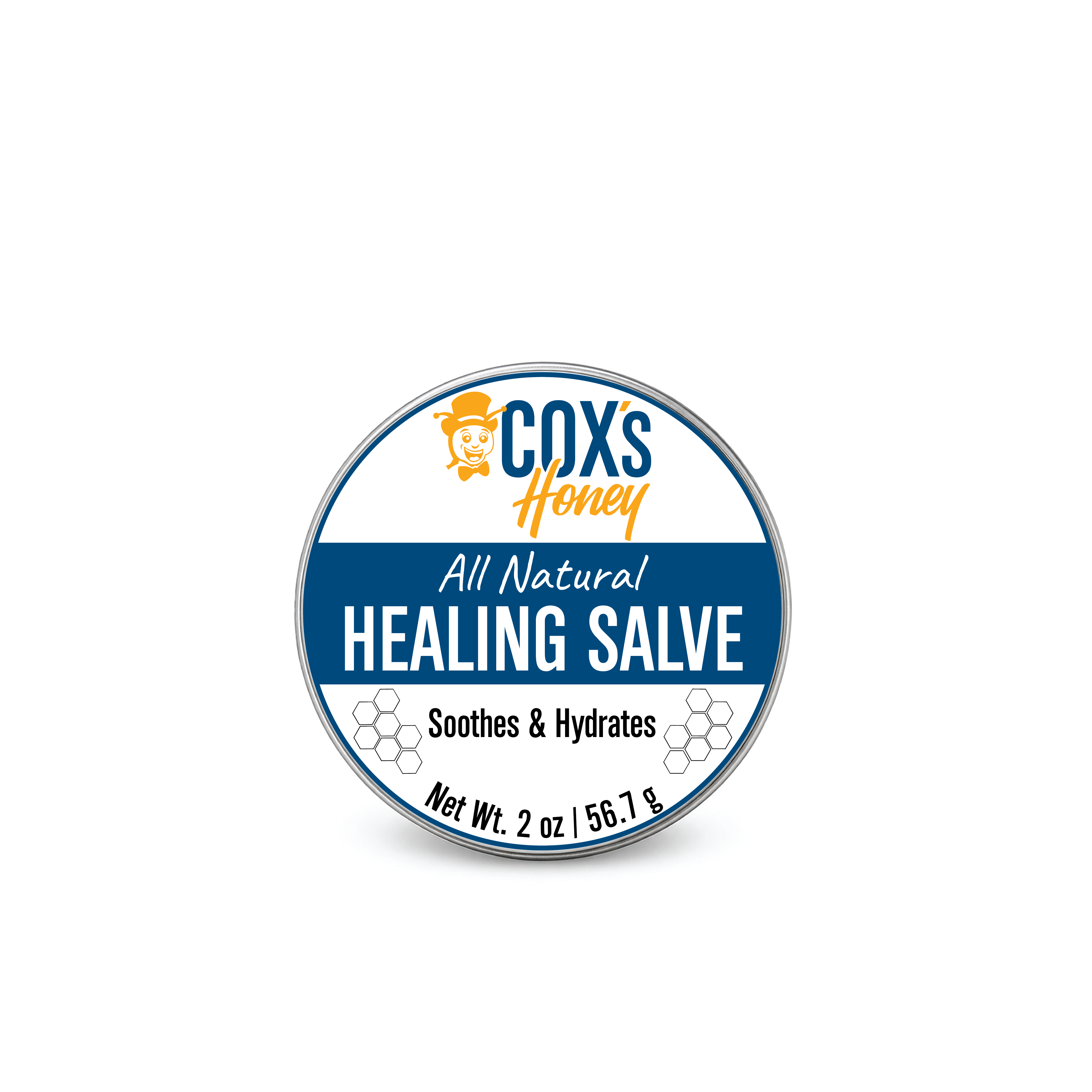 Cox's Honey All Natural Healing Salve container on a white background
