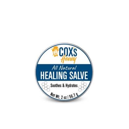 Cox's Honey All Natural Healing Salve container on a white background