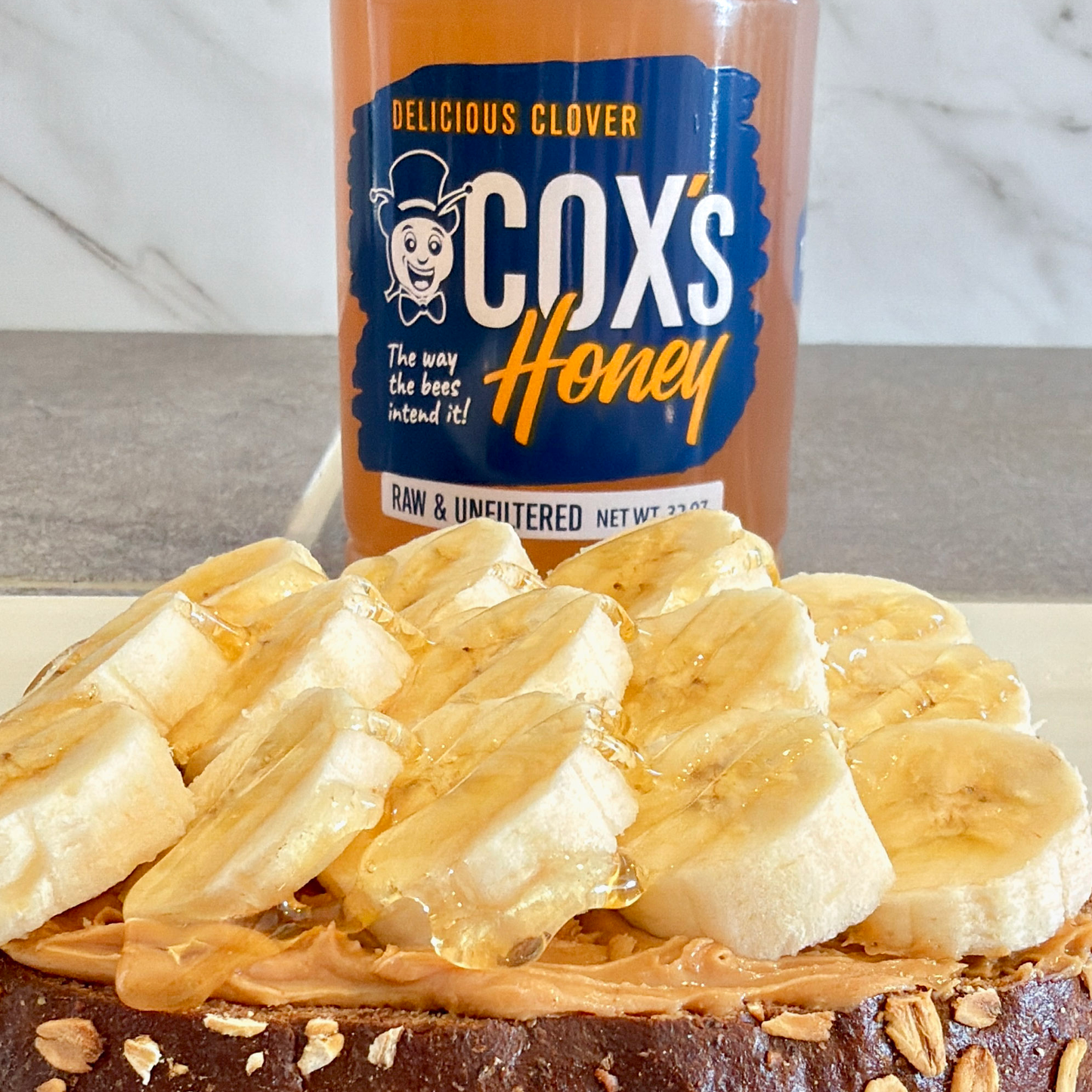 32 oz Raw Clover Honey Bottle | Big Flavor, Bigger Drizzle – Cox
