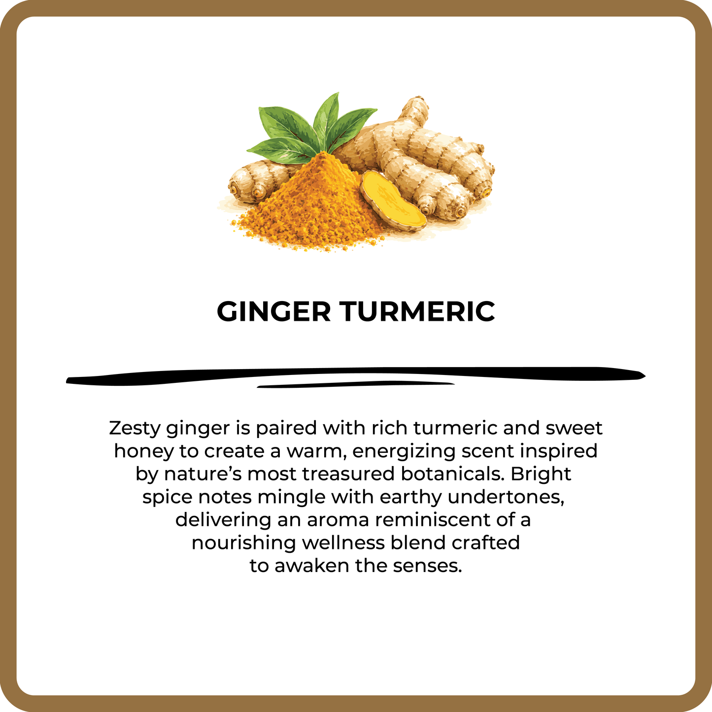 Ginger turmeric product with text on a white background