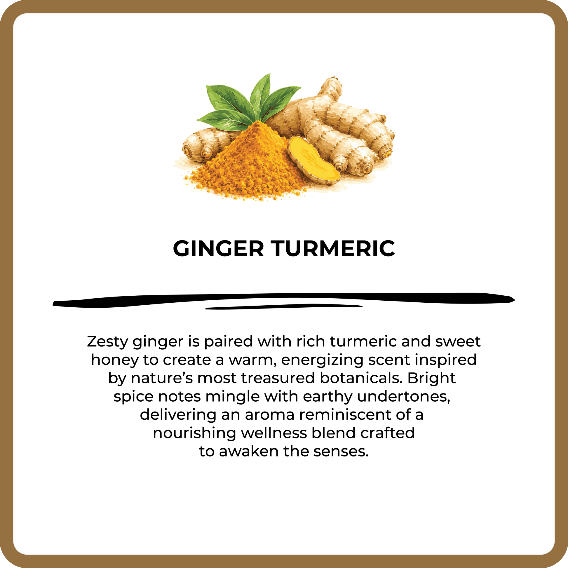Ginger turmeric product with text on a white background