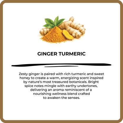 Ginger turmeric product with text on a white background