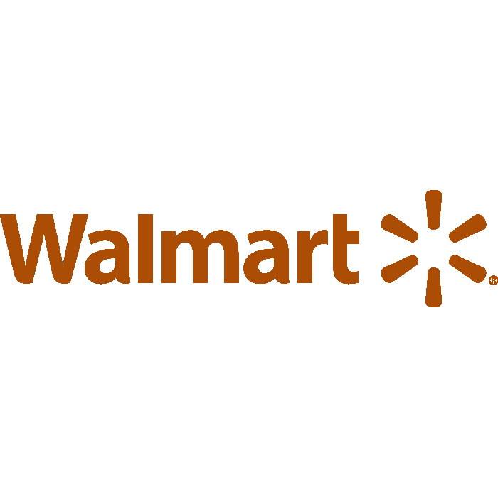 Walmart logo in brown on a white background