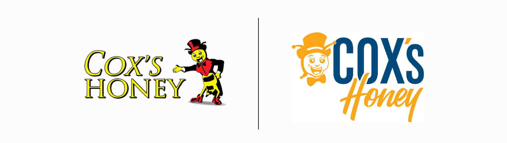 Coxs Honey New Look Logo. Our old logo next to our new logo. 