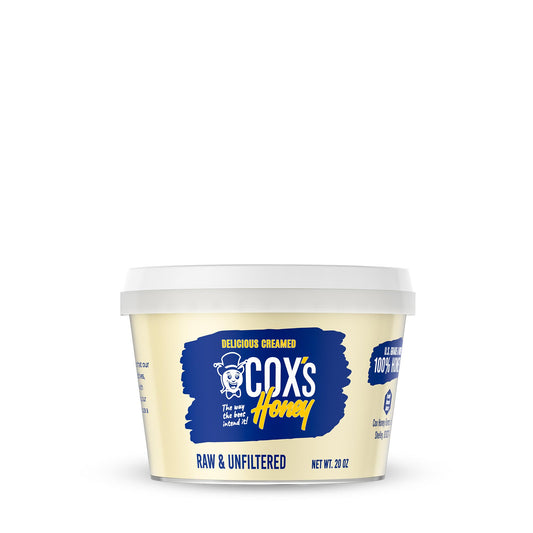 Cox's Honey 20 oz creamed honey tub front view