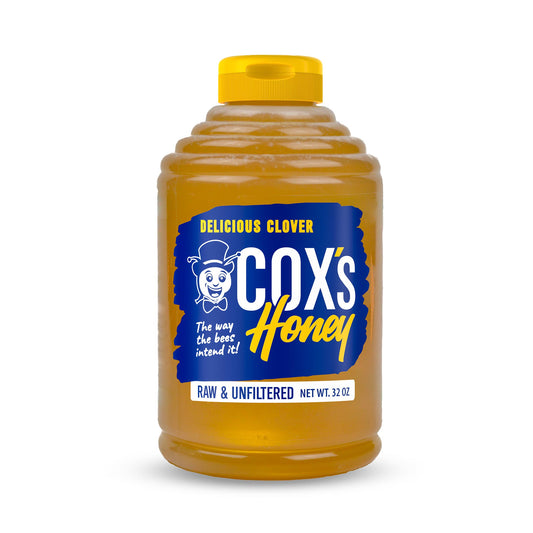 Cox's Honey 32 oz clover honey bottle front view