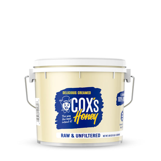 Cox's Honey 5 lbs creamed honey bucket front view